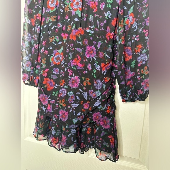 VERONICA BEARD Robin floral ruffle crepe mini dress 0 NWT - Picture 7 of 9